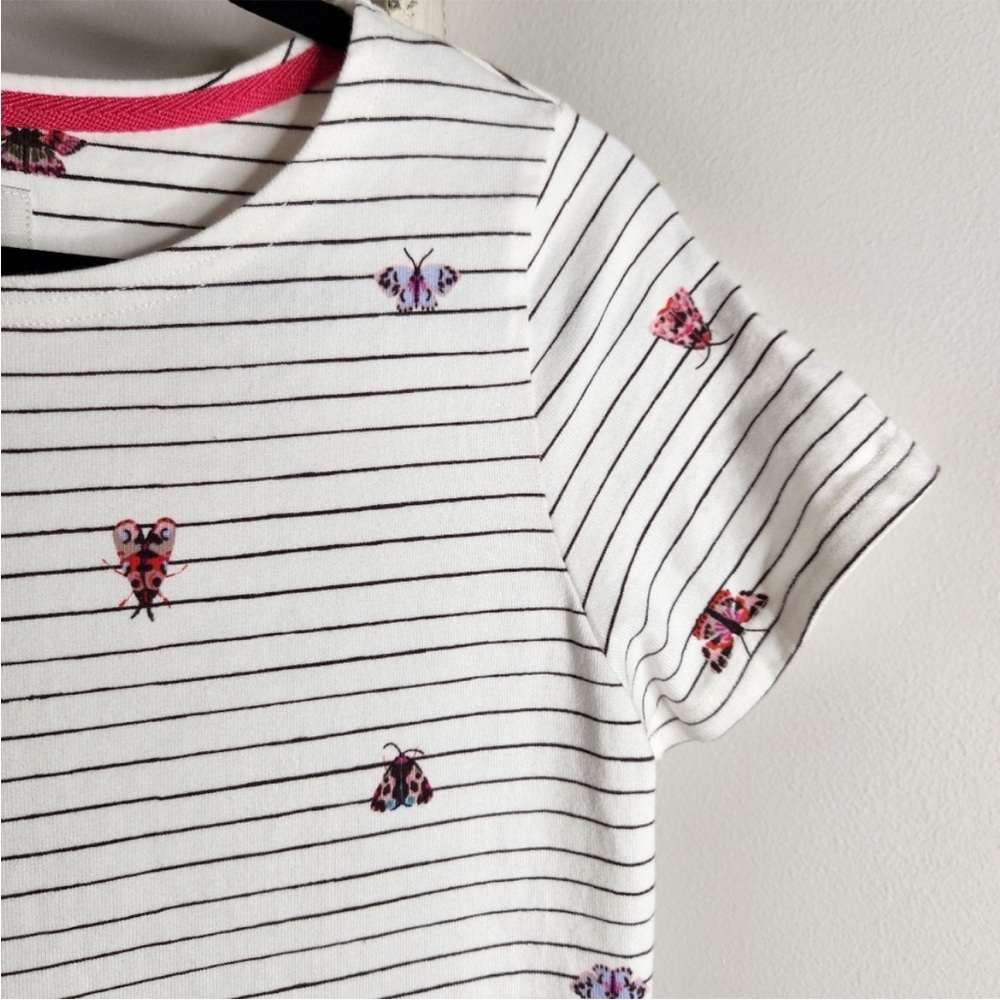 Joules Riviera Butterfly Cream and Black Stripe T-shirt Dress Size, US 10 - Picture 4 of 9
